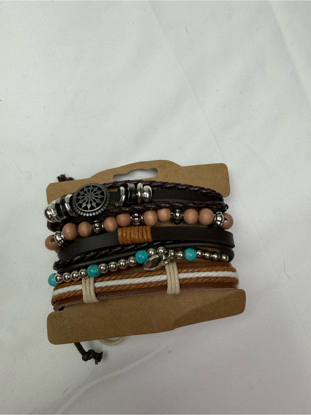 Multi-Strand Brown and Turquoise Men’s Bracelet Set